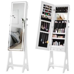 Fashion Simple Jewelry Storage Mirror Cabinet With LED Lights,For Living Room Or Bedroom (Color: as picture)