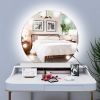 Round Hollywood Desktop Mirror, Makeup Mirror with Frame with12 Bulbs-White Square Base For bathroom or powder room,Vanity Mirror with 12 LED Lights,