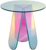 Acrylic Rainbow Color Coffee Table, Iridescent Glass End Table Round Side Table Modern Accent TV Table for Living Bed Room Decoration XH