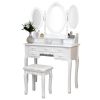 Foldable 3 Mirrors with 7 Drawers Dressing Table White RT