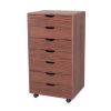 7-Drawer Chest, MDF Storage Dresser Cabinet with Wheels RT