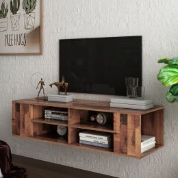 Wall Mounted Media Console,Floating TV Stand Component Shelf with Height Adjustable (Color: as picture)