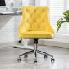 Office Desk Chair with Mid-Back Modern Tufted Velvet Computer Chair Swivel Height Adjustable Accent Chair with Wheels and Metal Base with Arms for Stu