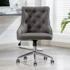 Office Desk Chair with Mid-Back Modern Fabric Computer Chair Swivel Height Adjustable Accent Chair with Wheels and Metal Base with Arms for Study Livi