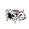 Animal storage stool for kids, ottoman bedroom furniture, cow style kids footstool, cartoon chair with solid wood legs, decorative footstool for offic