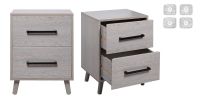 Modern Wood Nightstand with 2 Drawers and Solid Wood Legs, 2PCS