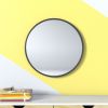 Wall Mounted Round Mirror with Brushed Metal Frame 28" x 28" for Bathroom, Vanity, Living Room, Bedroom, Entryway Wall Decor