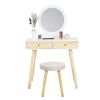 Versatile Vanity Set, Large Storing Makeup Vanity Table with Mirror, Drawers, Stool, Bedroom Dresser Table, Writing Desk XH