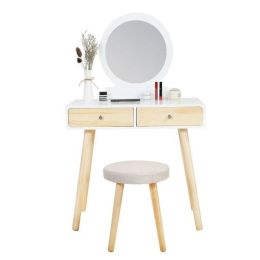 Versatile Vanity Set, Large Storing Makeup Vanity Table with Mirror, Drawers, Stool, Bedroom Dresser Table, Writing Desk XH (Color: White)