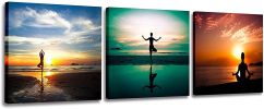 Modern Canvas Painting A People Do Yoga or Exercise for Workout Wall Art Sport Picture Printed Canvas Giclee Artwork on Gym, Bedroom or Studio, Home W