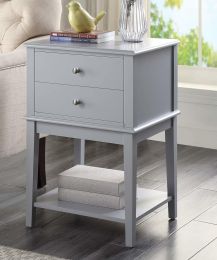 conifferism Grey Nightstand with 2 Drawers,Tall Bedside Table with Storage Shelf,Wooden End Tables Bedroom,Large Side Table for Home Furniture Living (Color: Grey)