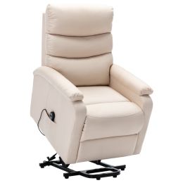 Stand-up Recliner Cream Fabric (Color: Cream)