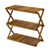 Acacia 3 Tiers Wooden Plants Stand Foldable Shoe Rack Multipurpose Shelf Perfect Idea For Living Room, Bedroom, Hallway, Bathroom Natural Color.