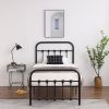 Single-Layer Curved Frame Bed Head and Foot Tube with Shell Decoration Twin Black Iron Bed Metal  Bed Frame XH