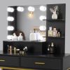 FCH Large Vanity Set with 10 LED Bulbs, Makeup Table with Cushioned Stool, 3 Storage Shelves 2 Drawers, Dressing Table Dresser Desk for Women, Girls,