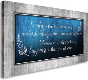 Family Wall Art-Canvas Wall Art for Living Room- Family Quotes Blue Wall Decor- Motto Picture Prints Framed Artwork for Bedroom Home Farmhouse Wall De (Color: Blue, size: 20inchx40inch)