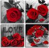 Canvas Wall Art Red Rose Painting Bathroom Accessories,Black and White Wall Art Flower Pictures Canvas Print Artwork for Living Room Bedroom Home Deco