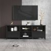 70.08 Inch Length Furniture Black TV Stand for Living Room and Bedroom, with 2 Drawers and 4 High-Capacity Storage Compartment.