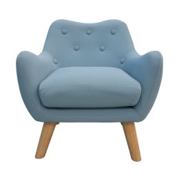 Microfibres fabric upholstered child accent armchair with wooden legs Princess Private Small Bedroom Exclusive  kids sofa (Color: Blue)