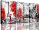 Black and White Wall Art Red Paris Theme Canvas Art Eiffel Tower Wall Paintings London Big Ben Pictures for Bedroom Living Room Wall Decor