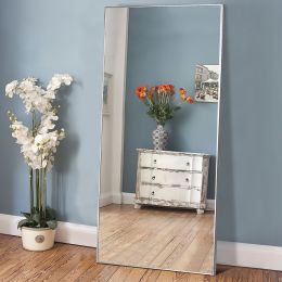 Aluminum Alloy Full Length Wall Mounted Mirror (Color: Sandy Gray32''*71'')