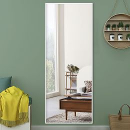 Aluminum Alloy Full Length Wall Mounted Mirror (Color: White)