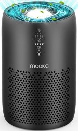 MOOKA Air Purifier for Home Large Room, H13 HEPA Filter Air Cleaner for Bedroom Office, Odor Eliminator for Allergies and Pets Dander Wildfire Smoke P (Color: Black)