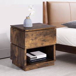 19.7inches  x 15.7 inches  x 22 inches  Wooden Night Stand with One Drawer (Color: as picture)