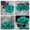 Teal Wall Decor Rose Canvas Wall Art for Bedroom Living Room Bathroom Home Decorations