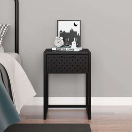 Nightstand Black 15"x13.8"x21.3" Steel (Color: Black)