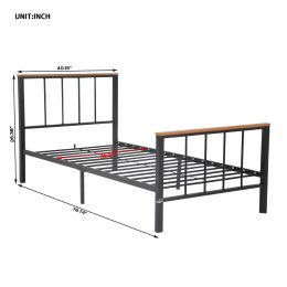 Metal Platform Bed frame with Headboard and Footboard,Sturdy Metal Frame,No Box Spring Needed(Queen/Full/Twin) (Color: Black)