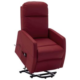 Stand-up Recliner Wine Red Faux Leather (Color: Red)