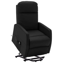 Stand-up Recliner Black Faux Leather (Color: Black)