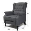 Tufted Accent Chair w/ Upholstered Wingback & Padded Seat, Pushback Recliner Armchair for Living Room, Bedroom, Dark Grey XH