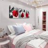 Rose Flower on Black White Canvas For Home Wall Art Decor, 3 Panels Modern Romantic Floral Framed Bedroom Decoration