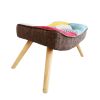 Chair and Ottoman, Accent Chairs for Bedroom, Modern Colourful and Patchwork Reading Chair with Solid Wood Legs, Linen Fabric Napping Armchair for Liv