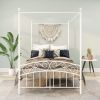 Full Size Metal Bed Frame with Headboard and Footboard Sturdy White Steel Perfectly Fits Your Mattress Easy DIY Assembly