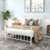 Full Size Metal Bed Frame with Headboard and Footboard Sturdy White Steel Perfectly Fits Your Mattress Easy DIY Assembly