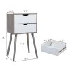 Set of 2 Wooden Modern Nightstand with 2 Drawers and 4 Solid Splayed Legs, Living Room Bedroom Furniture