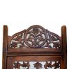 Handcrafted Wooden 4 Panel Room Divider Screen Featuring Lotus Pattern-Reversible