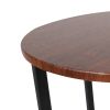 2 Tiers Wood Round Nightstand w/X Base Brown Modern Sofa Side Table for Bedroom