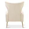 Velvet Accent Chair, Wingback Arm Chair with Gold Legs, Upholstered Single Sofa for Living Room Bedroom, White