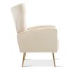 Velvet Accent Chair, Wingback Arm Chair with Gold Legs, Upholstered Single Sofa for Living Room Bedroom, White