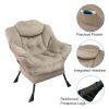 Accent Chair Lazy Reclining Leisure Chair with Removable Metal Legs and High-Density Foam, Comfy Upholstered Single Sofa Chair With Ottoman for Living