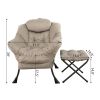 Accent Chair Lazy Reclining Leisure Chair with Removable Metal Legs and High-Density Foam, Comfy Upholstered Single Sofa Chair With Ottoman for Living