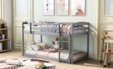 Twin over Twin Floor Bunk Bed with Ladder