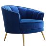 Modern Velvet Accent Barrel Chair Leisure Accent Chair Living Room Upholstered Armchair Vanity Chair for Bedroom Meeting Room, Blue