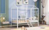 Metal House Bed Frame Twin Size with Slatted Support No Box Spring Needed