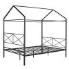 Queen Size Metal House Shape Platform Bed