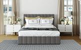 Queen size Upholstered Platform bed with a Hydraulic Storage System - Gray Queen size Upholstered Platform bed with a Hydraulic Storage System - Gray